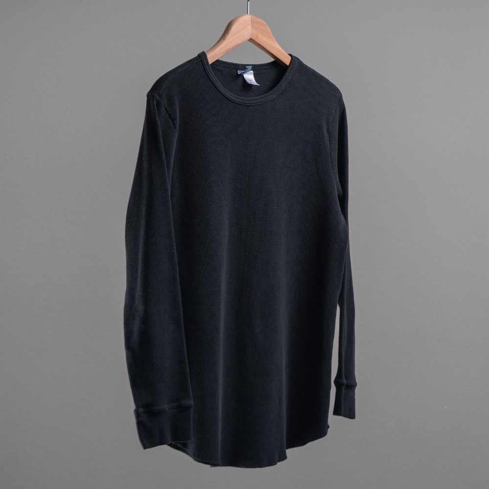 H&M Divided Men’s Medium Black Thermal Waffle-knit LS Shirt